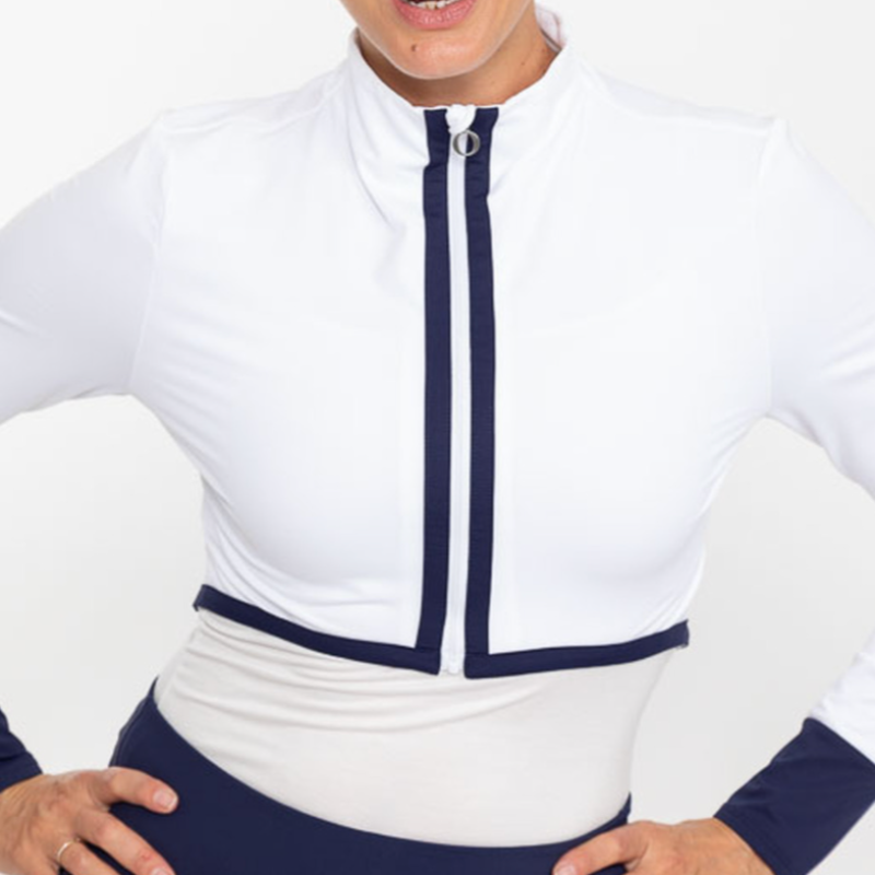 Kinona Sun's Out Zip Shrug - White/Navy