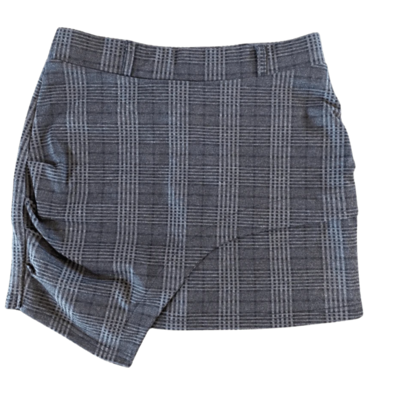 LaaTeeDa Layered Panel Skort - Grey/Black Plaid