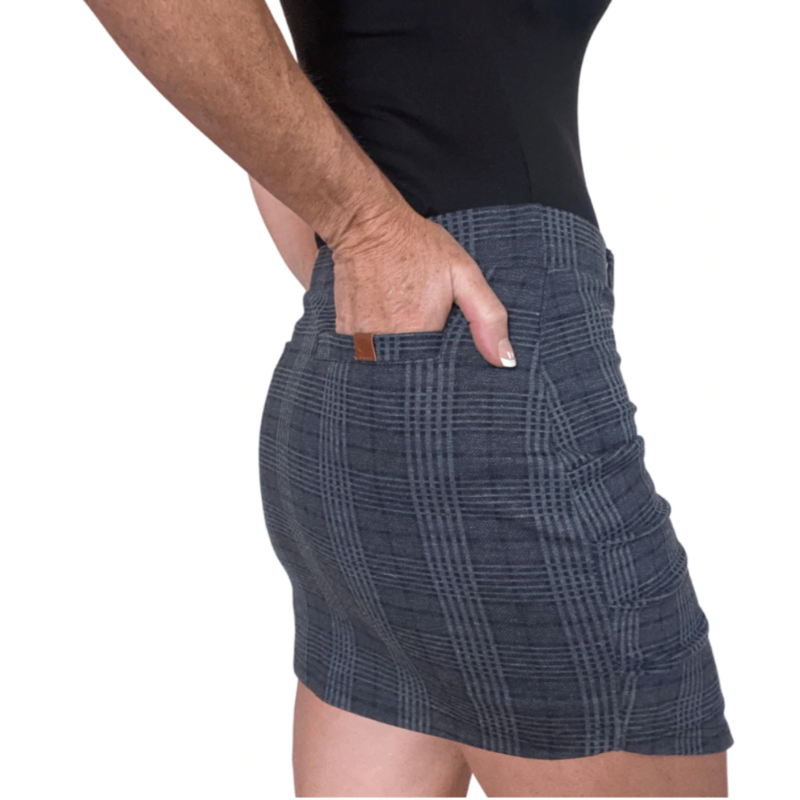 LaaTeeDa Layered Panel Skort - Grey/Black Plaid