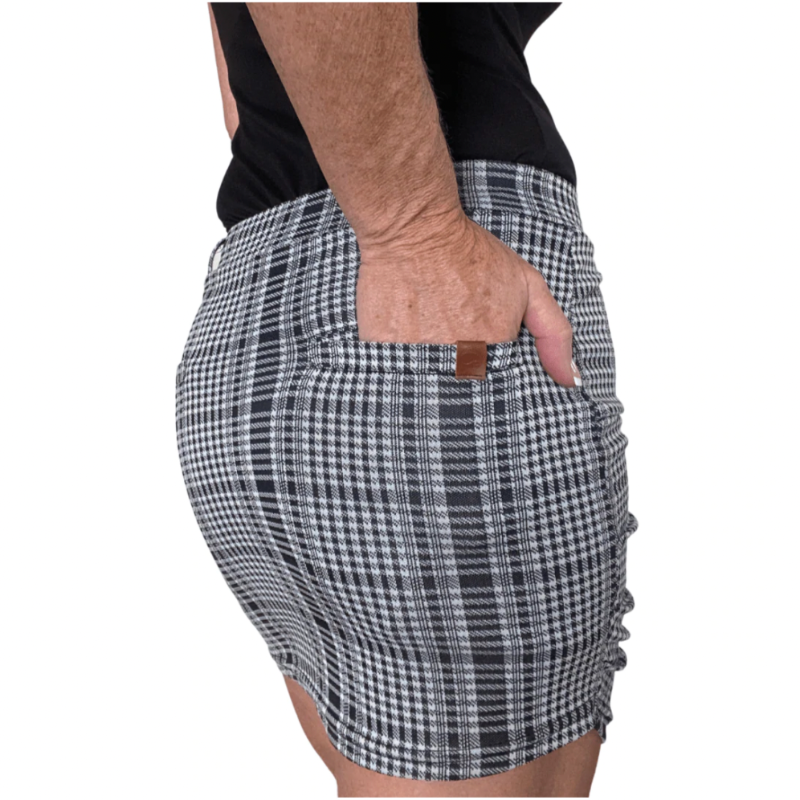 LaaTeeDa Layered Panel Skort - Black/White Plaid