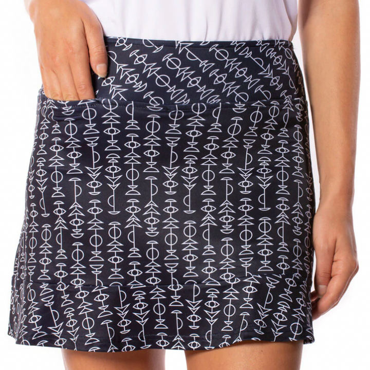 Golftini Zodiac Pull-On Ruffle Skort - Navy/White