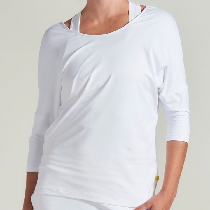 L'Oeuf Poche Baseline Draped Top - White Mesh