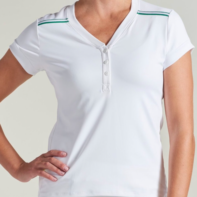 L'Oeuf Poché Baseline S/S Henley - White/Green Trim