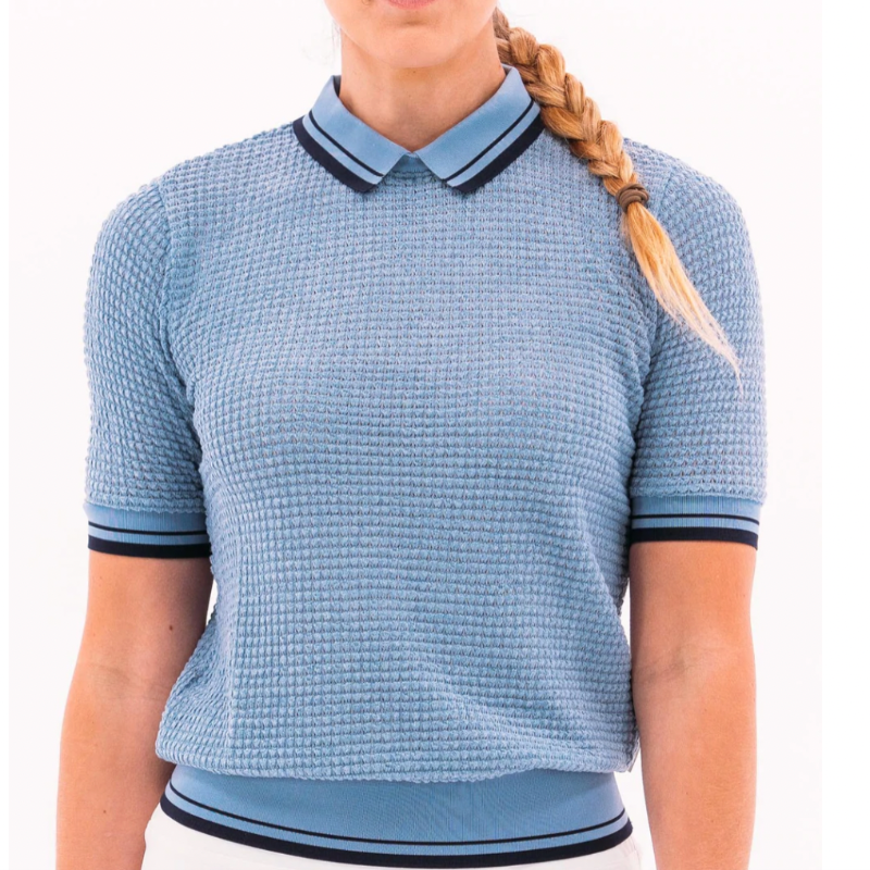 Foray Golf Waffle Knit Polo - Blue