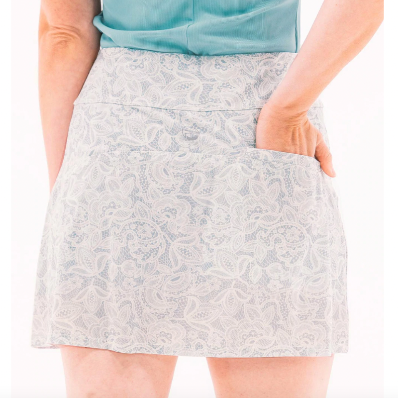 Foray Golf Divine Lace Print Skort - Blue/White