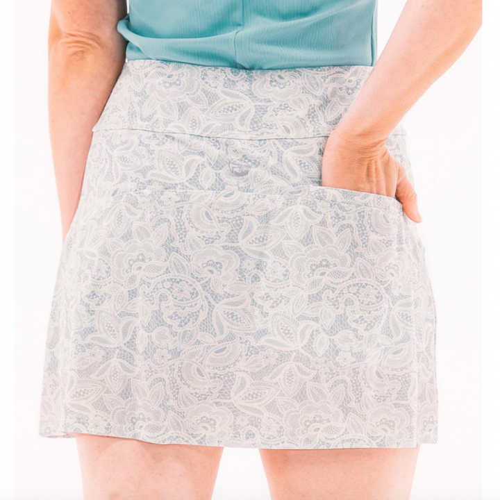 Foray Golf Divine Lace Print Skort - Blue/White