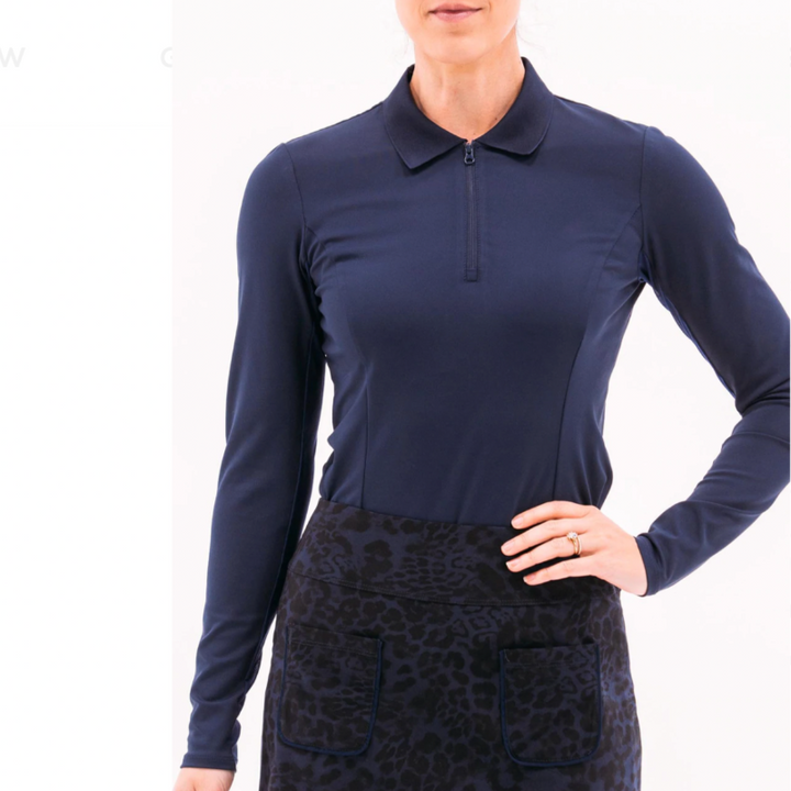 Foray Golf L/S Mesh Inset Polo - Navy