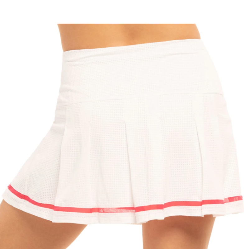 Lucky In Love Micro Tuck Pleat Skort - White/Pink Trim