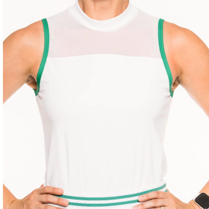 Foray Golf Mesh Insert Tennis Top - White/Green