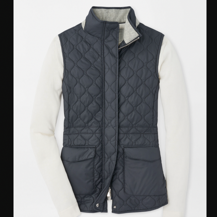 Peter Millar Addison Quilted Travel Vest - Charcoal