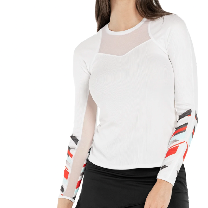 Lucky In Love Tech It In L/S Top - White