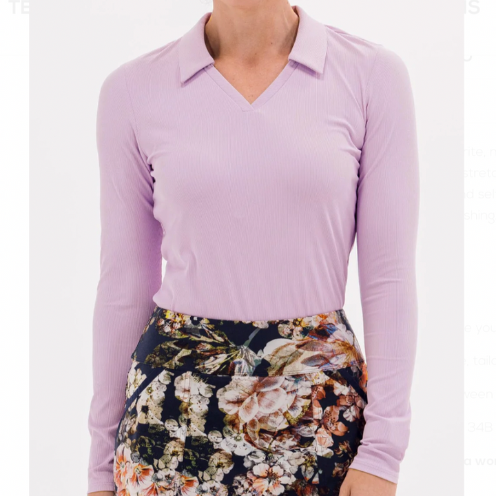 Foray Golf V-Neck Rib L/S Polo - Purple Rose