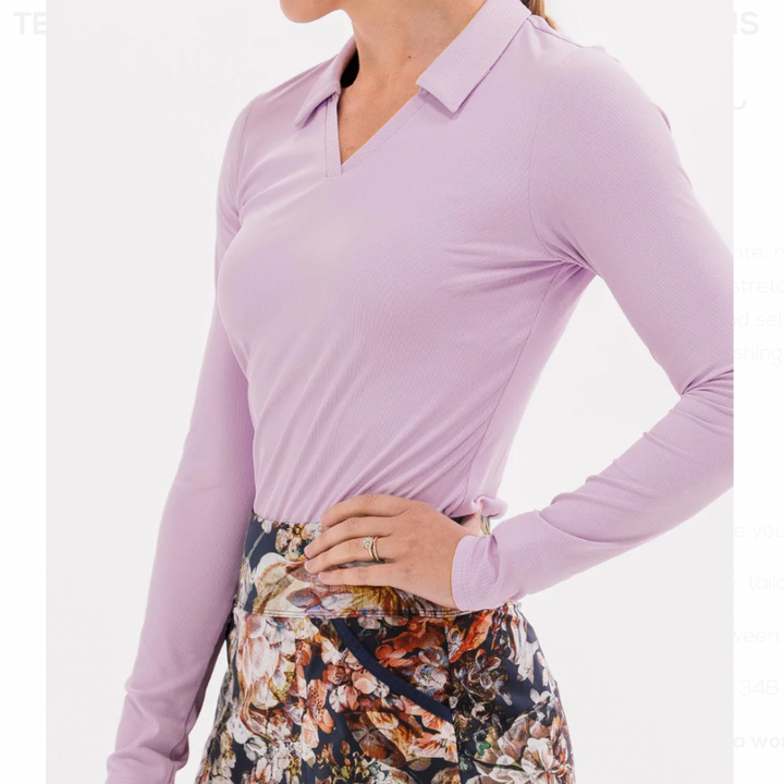 Foray Golf V-Neck Rib L/S Polo - Purple Rose