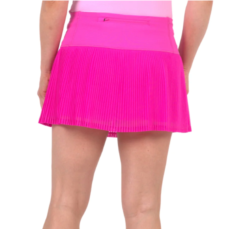 IBKUL Mesh Pleat Skort (13") - Hot Pink