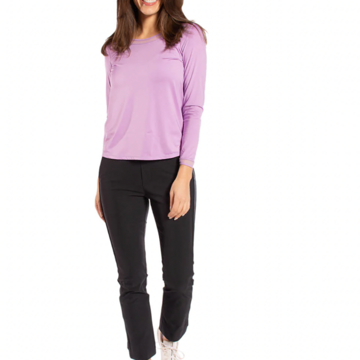 Golftini L/S Mesh Trim Top - Lavender