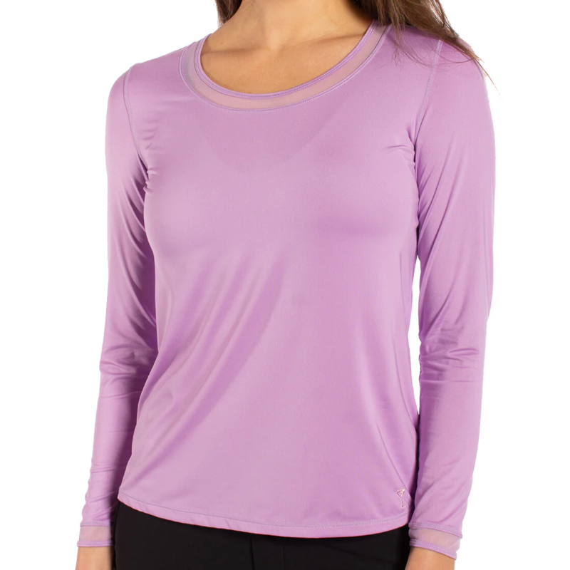 Golftini L/S Mesh Trim Top - Lavender