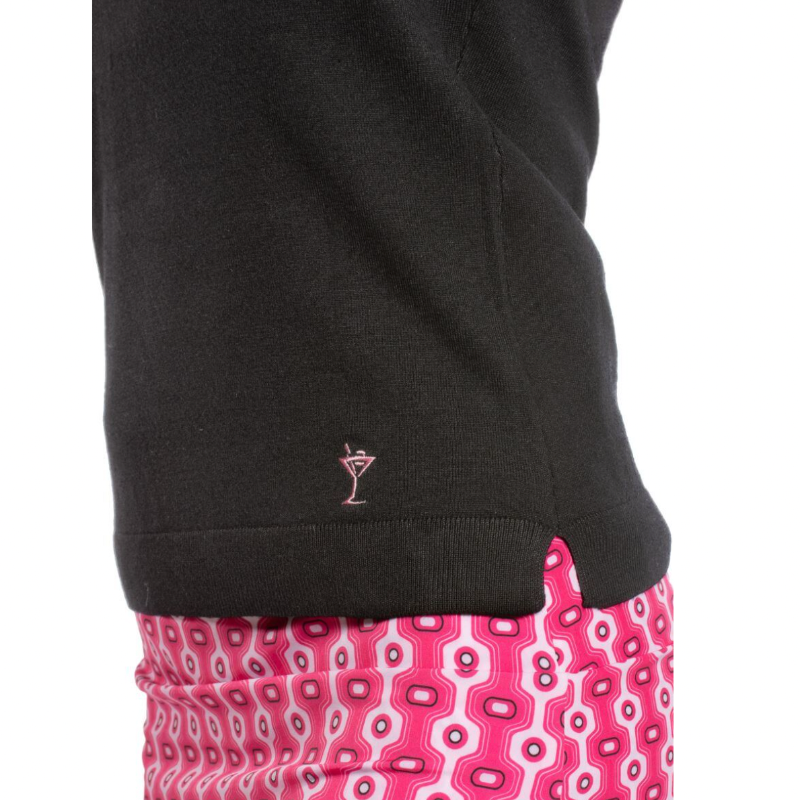 Golftini V-Neck Sweater- Black/Hot Pink