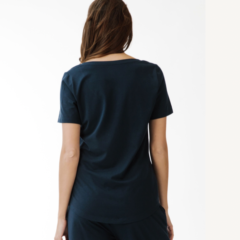 Paper Label Emilia S/S V-Neck Top - Midnight Blue