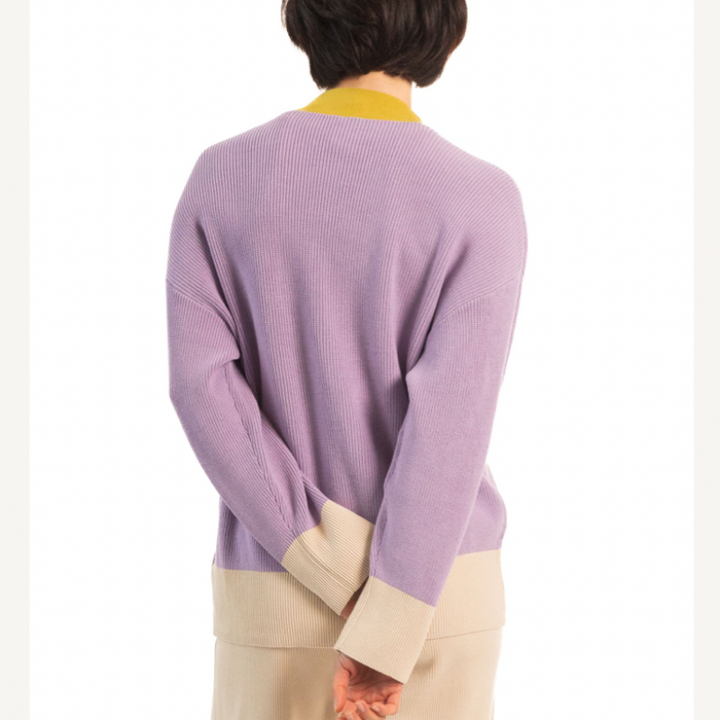 Paper Label Lee Contrast Cardi - Lavender