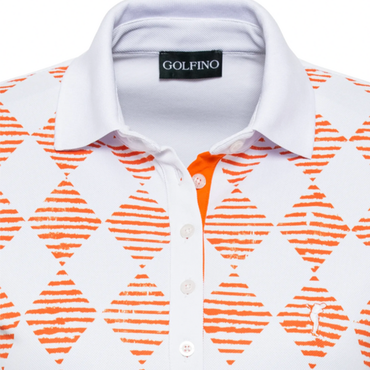 Golfino Natural Light Cap Sleeve Polo - White/Orange