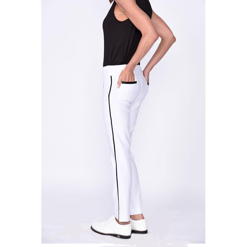 Golftini Trophy Pull-On Pant - White/Black Stripe