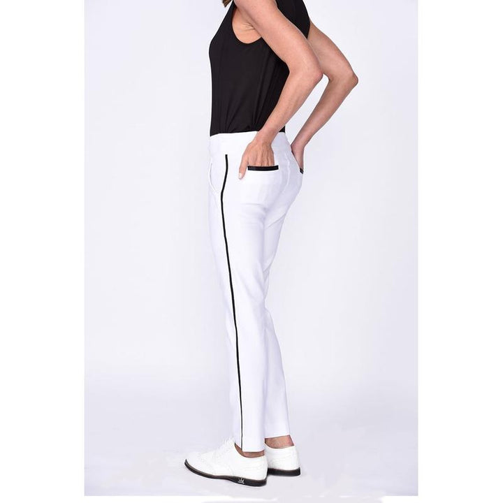 Golftini Trophy Pull-On Pant - White/Black Stripe