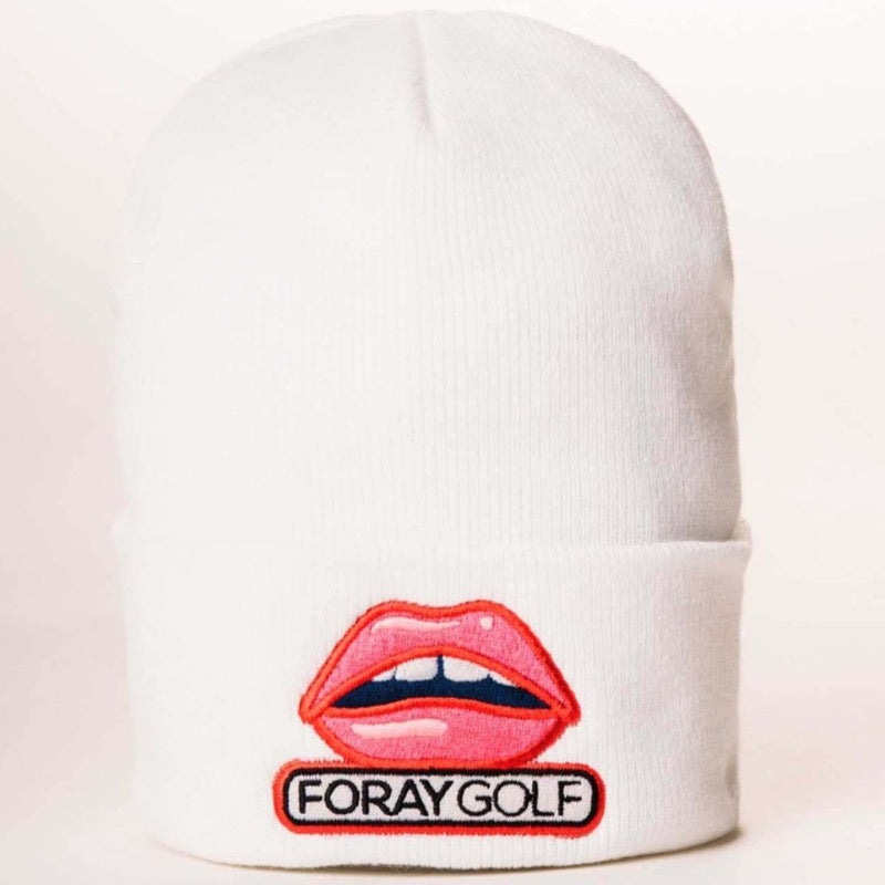 Foray Golf Lips Beanie - White