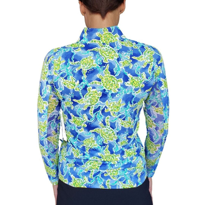 IBKUL Turtles L/S Mock Neck Top - Peri Multi