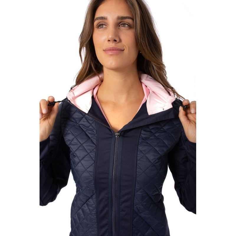 Golftini Windbreaker Jacket - Navy/Pink Hood