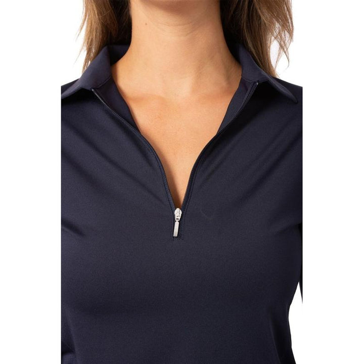 Golftini L/S Zip Tech Polo - Navy