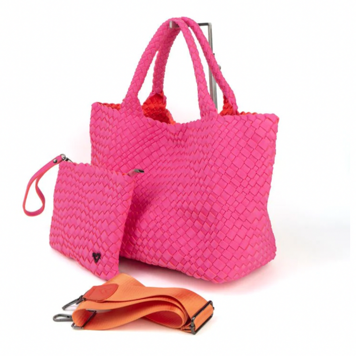 preneLOVE London Large Woven Tote - Pink/Orange
