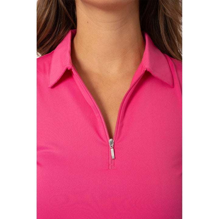 Golftini S/L Zip Tech Polo - Hot Pink