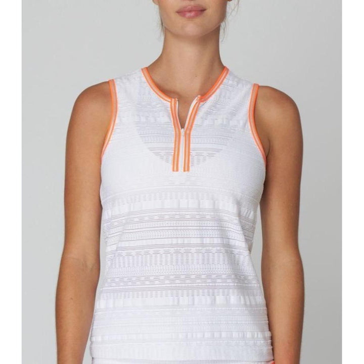 L'Etoile S/L Front Zip Tank - White/Orange Trim